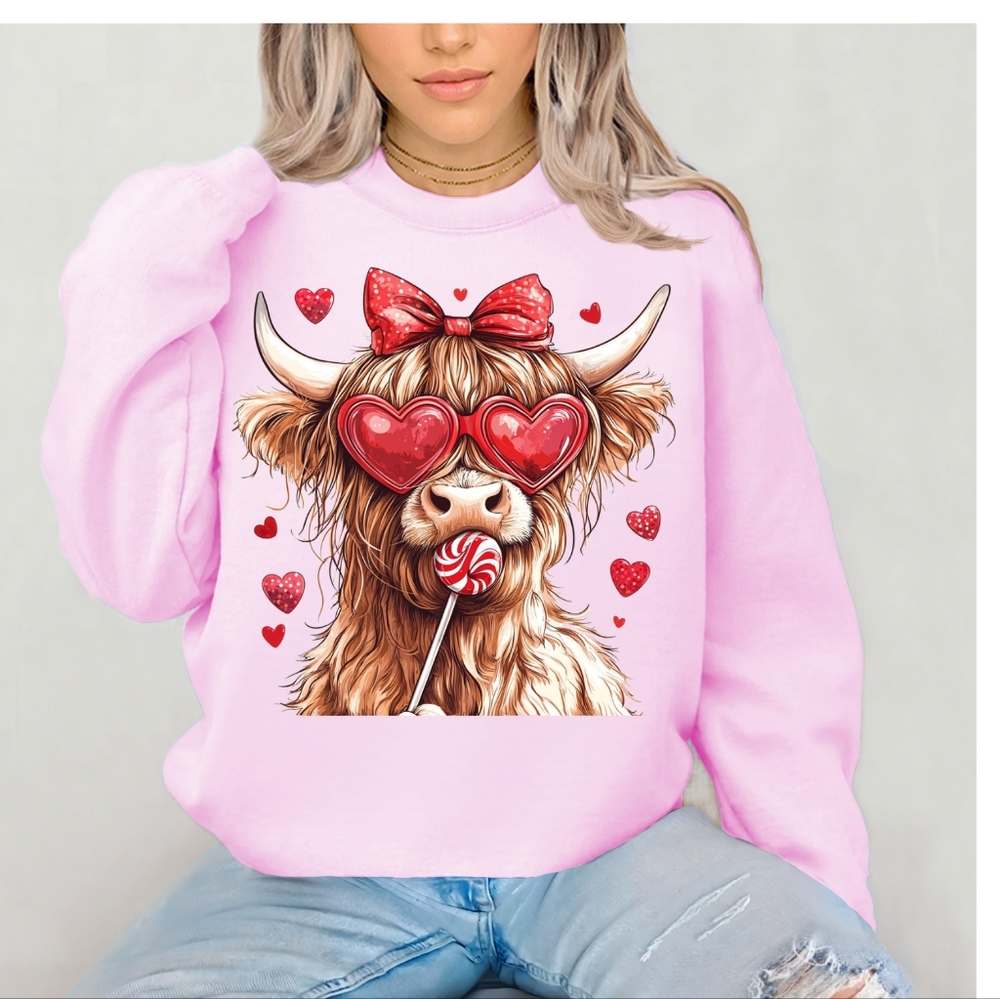 Highland cow valentines sweatshirt